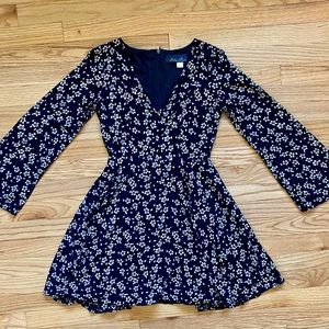 Fit & Flare Floral Bell Sleeve Mini Dress